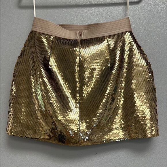 Alex Perry Delon Sequined Mini Skirt Gold - Picture 8 of 9